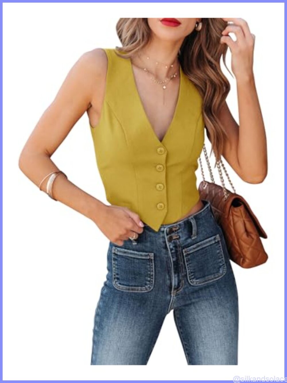 Women's Sleeveless Business Vest Blazer Button Front V-Neck Fitted Jacket
